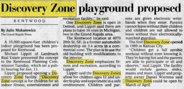 Discovery Zone - Dec 16 1993 Article (newer photo)